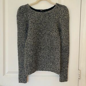 Maje Black, Blue, and gold metallic wool blend Crew Neck Sweater